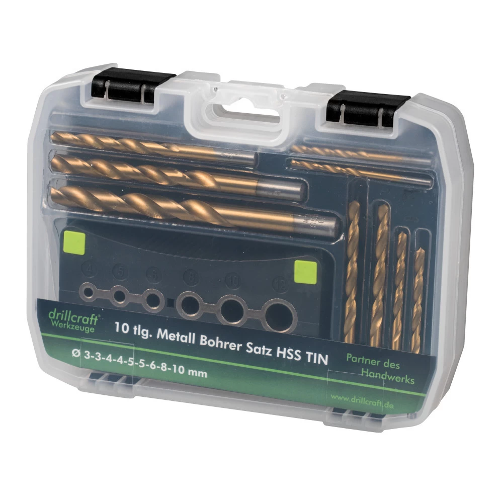 HSS TIN Bohrersatz 10-teilig, 2-10 Mm, Mit Bohrhilfe 3 HSS TIN Bohrersatz 10-teilig, 2-10 Mm, Mit Bohrhilfe