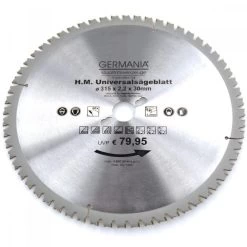 HM Multi Sägeblatt 315x30mm 60Zähne Universal Alu Holz Kunststoff Kreissägeblatt