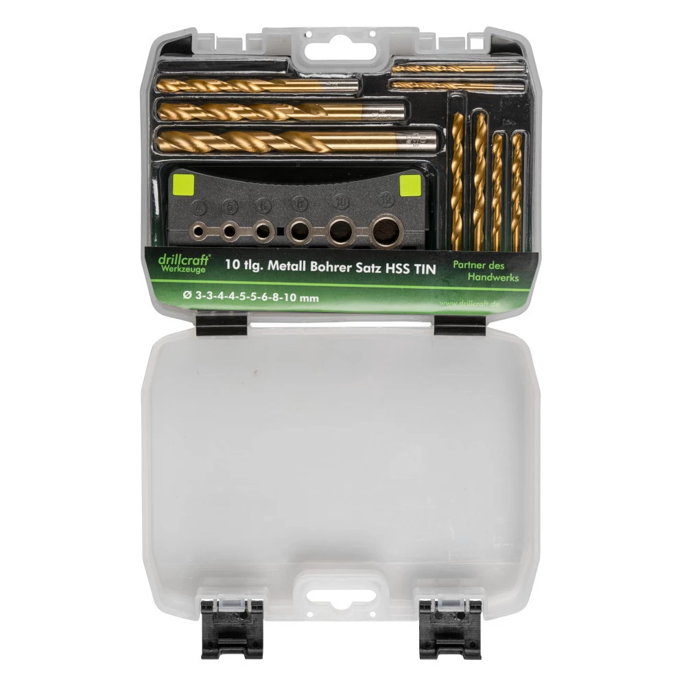 HSS TIN Bohrersatz 10-teilig, 2-10 Mm, Mit Bohrhilfe 6 HSS TIN Bohrersatz 10-teilig, 2-10 Mm, Mit Bohrhilfe – Bild 4