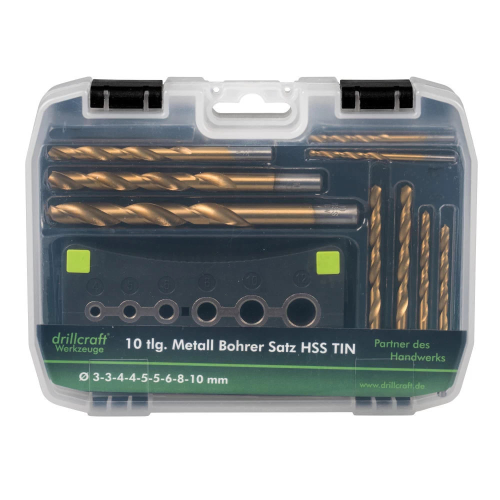 HSS TIN Bohrersatz 10-teilig, 2-10 Mm, Mit Bohrhilfe 4 HSS TIN Bohrersatz 10-teilig, 2-10 Mm, Mit Bohrhilfe – Bild 2