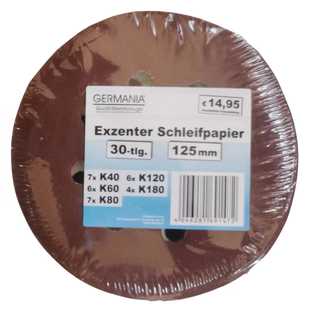 GERMANIA Schleifpapier-Set 30-teilig 125 Mm Von K40-180 Für Exzenterschleifer 3 GERMANIA Schleifpapier-Set 30-teilig 125 Mm Von K40-180 Für Exzenterschleifer